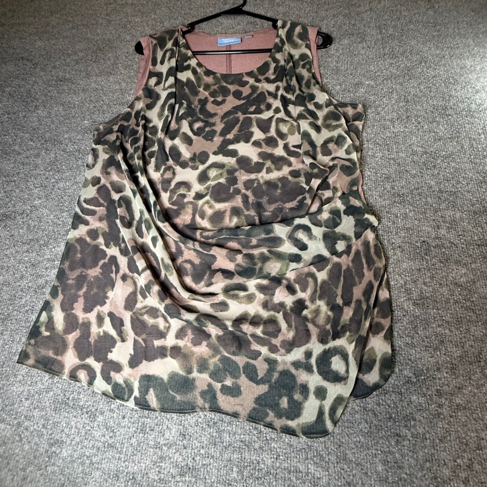Simply Vera Vera Wang Womens PXL Mauve Leopard Print Layered Draped Tank Top